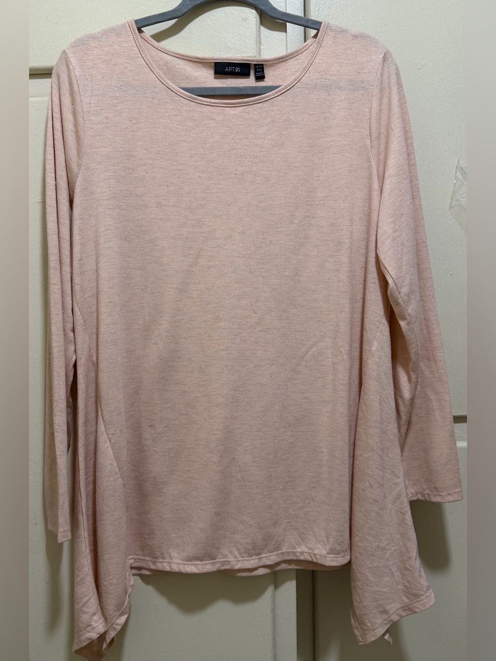 New Apt. 9 Light Pink Long-Sleeve Crewneck knit Top. Petite XL